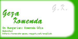geza komenda business card